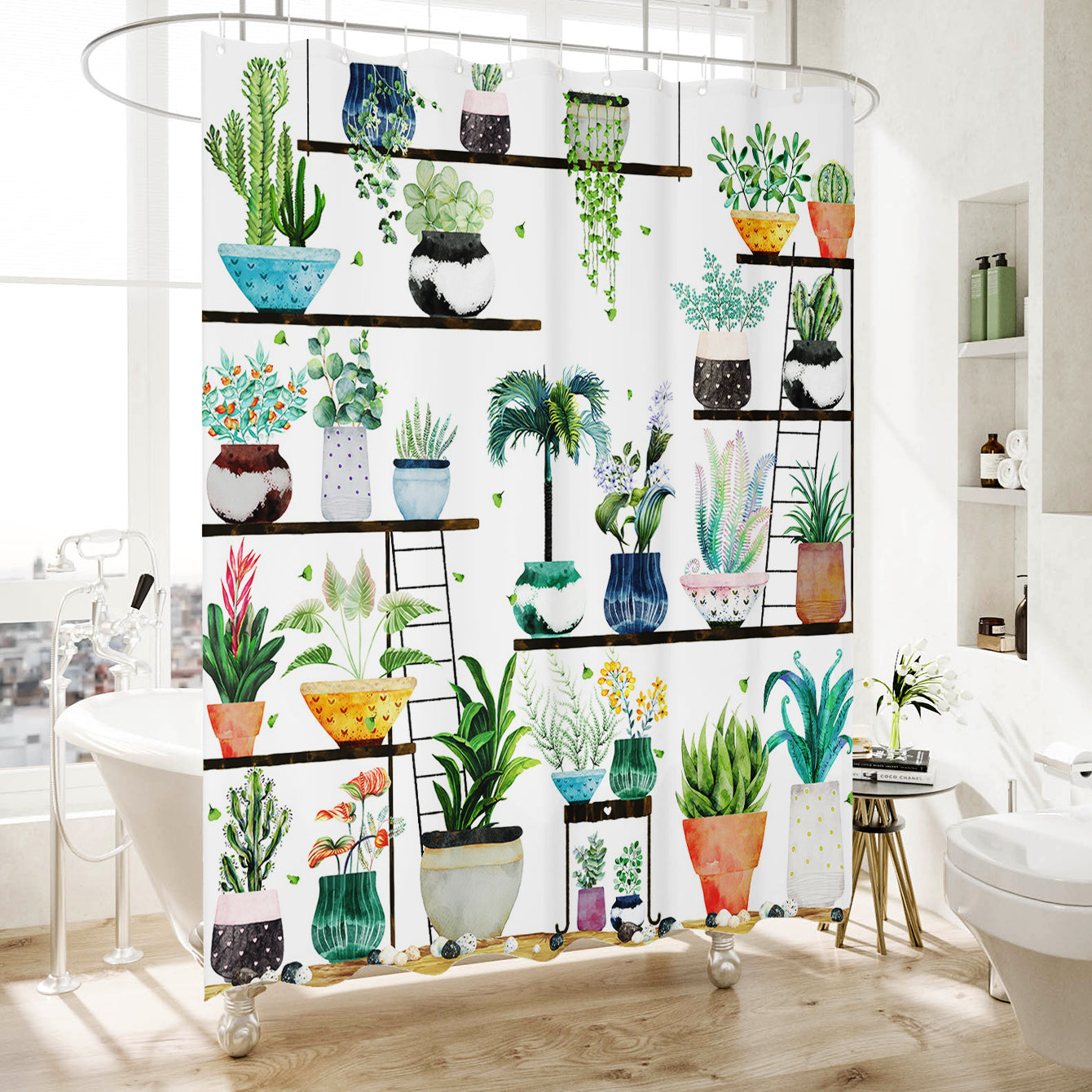 Shower Curtain Set Bathroom Fabric Fall Curtains Waterproof Colorful Creative Floral Flower Pattern with Hooks Standard Size 72" by 72"