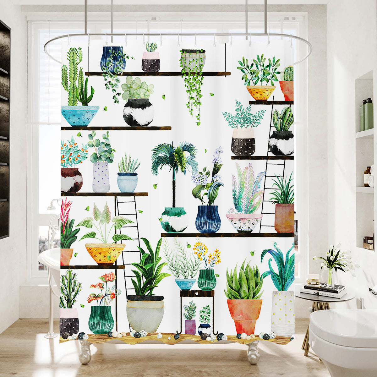 Shower Curtain Set Bathroom Fabric Fall Curtains Waterproof Colorful Creative Floral Flower Pattern with Hooks Standard Size 72" by 72"