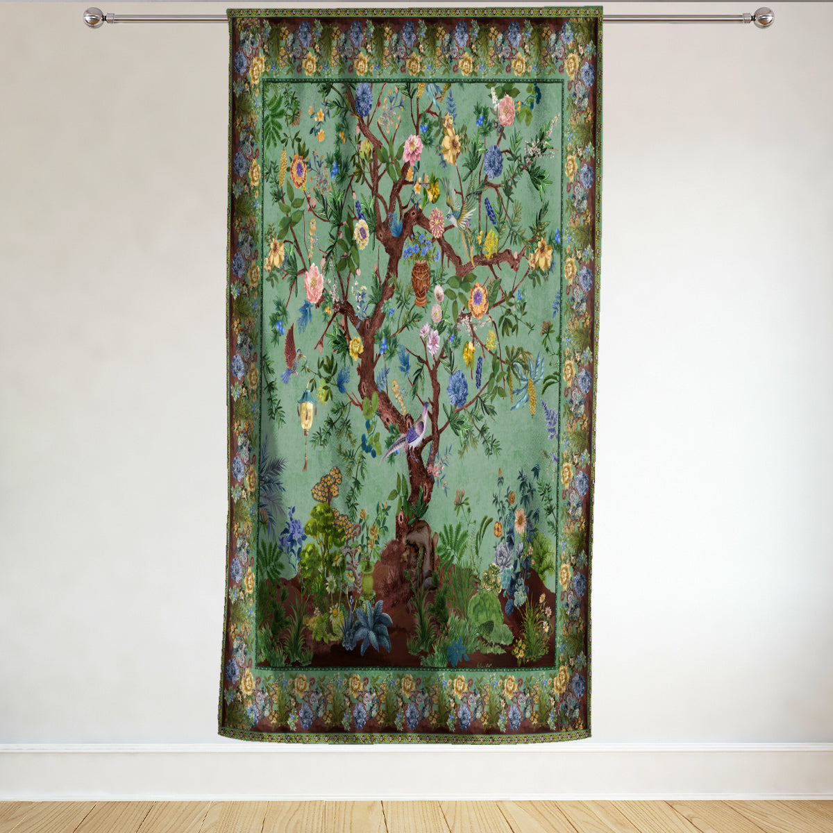 Rod Pocket Door Curtains Thermal Insulated Room Darkening Curtains Blackout Floral Style Drapes Window Curtain 1 Panel for Living Room Bedroom Kitchen
