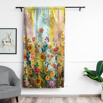 Rod Pocket Door Curtains Thermal Insulated Room Darkening Curtains Blackout Floral Style Drapes Window Curtain 1 Panel for Living Room Bedroom Kitchen