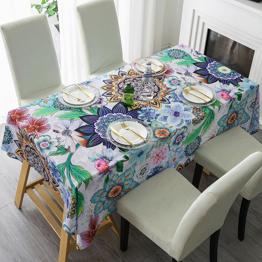 Original Design Hand Drawing Art Print Table Cloth, Washable Water Resistance Microfiber Decorative Rectangle Table Cover