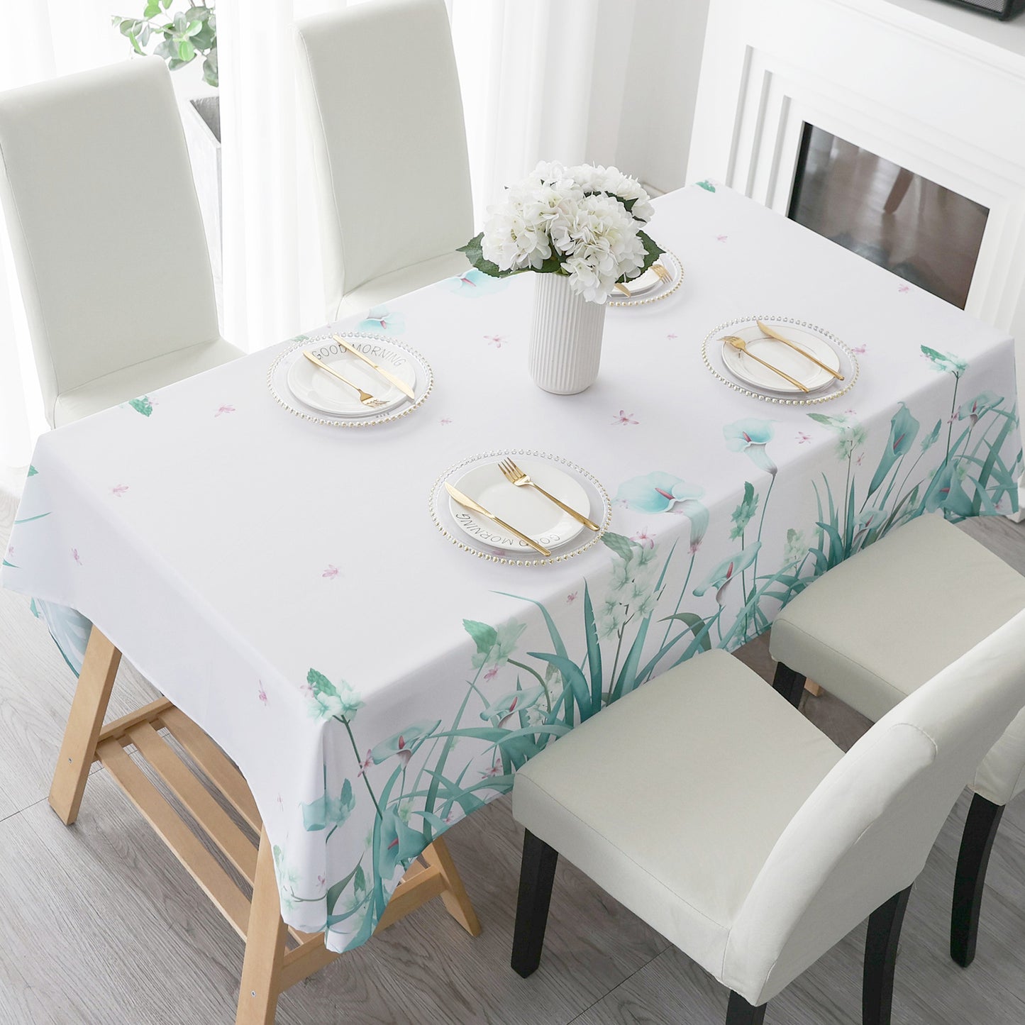 Original Design Hand Drawing Art Print Table Cloth, Washable Water Resistance Microfiber Decorative Rectangle Table Cove