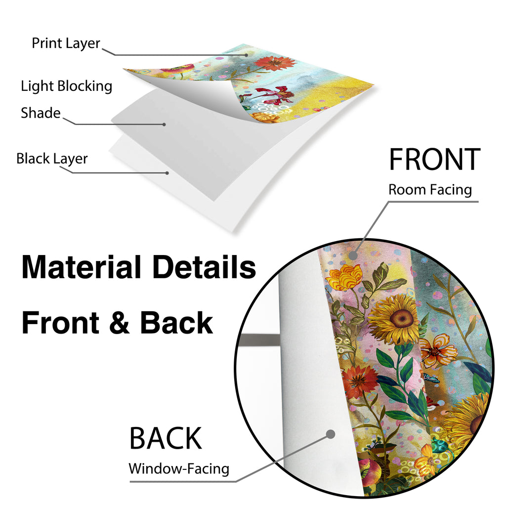 Thermal Blackout Door Curtain - Boho Floral - Room Darkening Panel