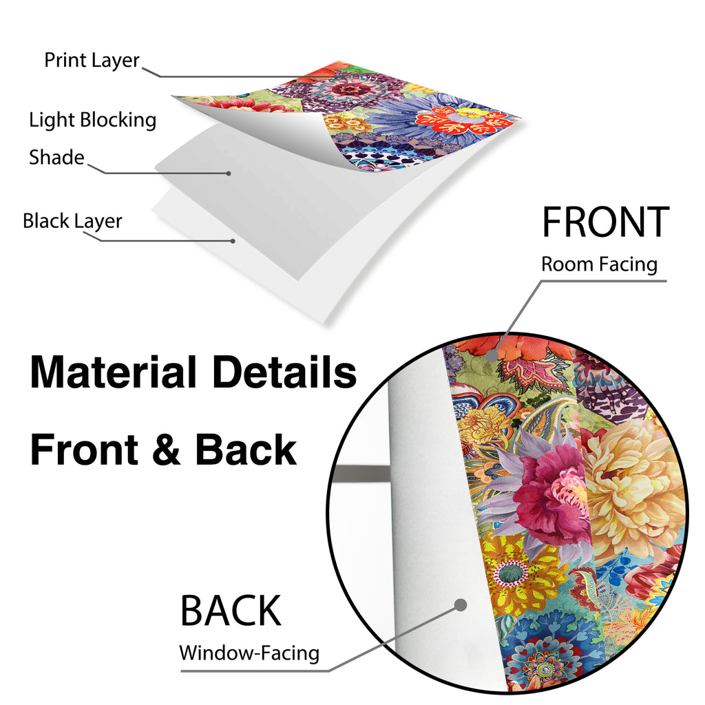 Thermal Blackout Door Curtain - Boho Floral - Room Darkening Panel