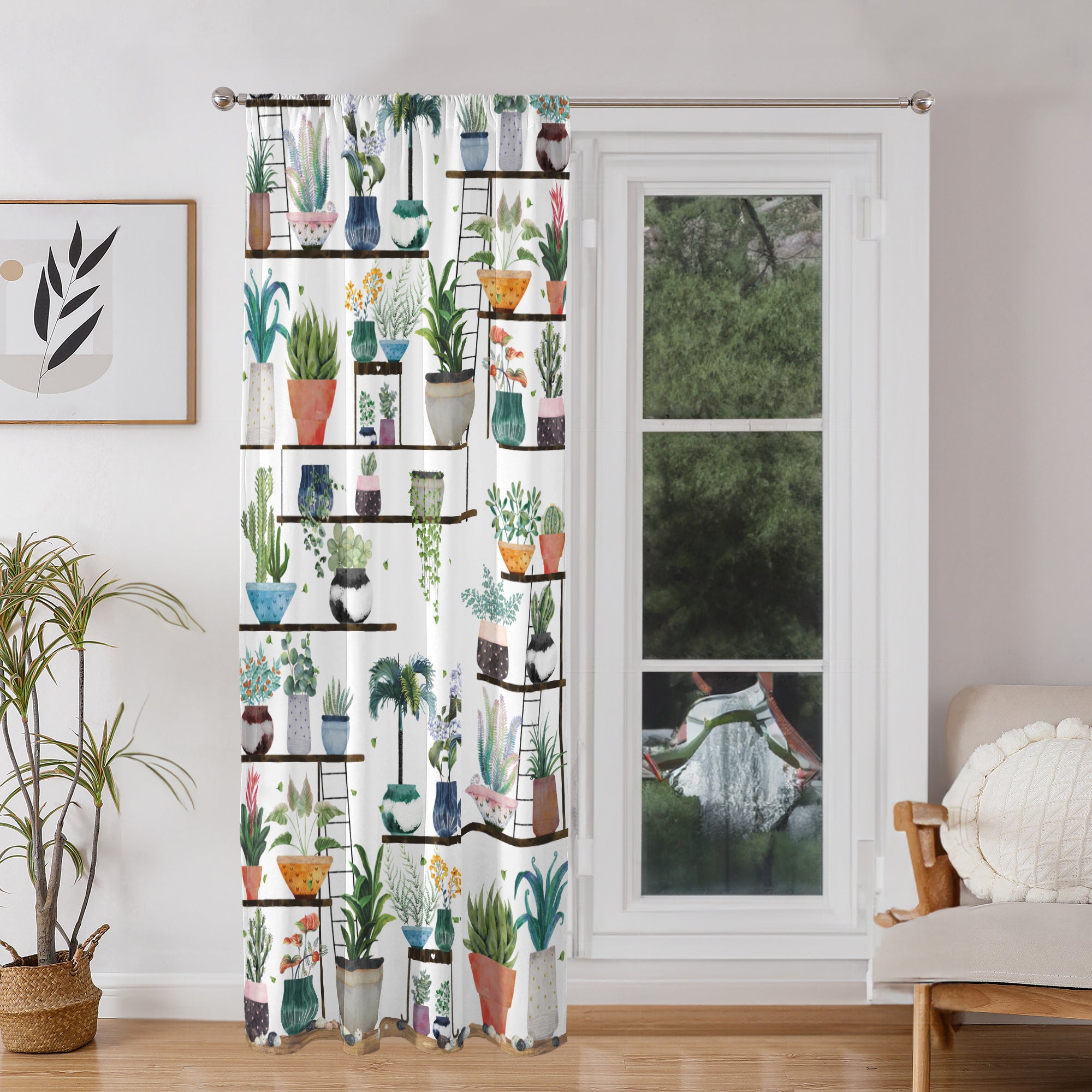 Rod Pocket Door Curtains Thermal Insulated Room Darkening Curtains Blackout Floral Style Drapes Window Curtain 1 Panel for Living Room Bedroom Kitchen