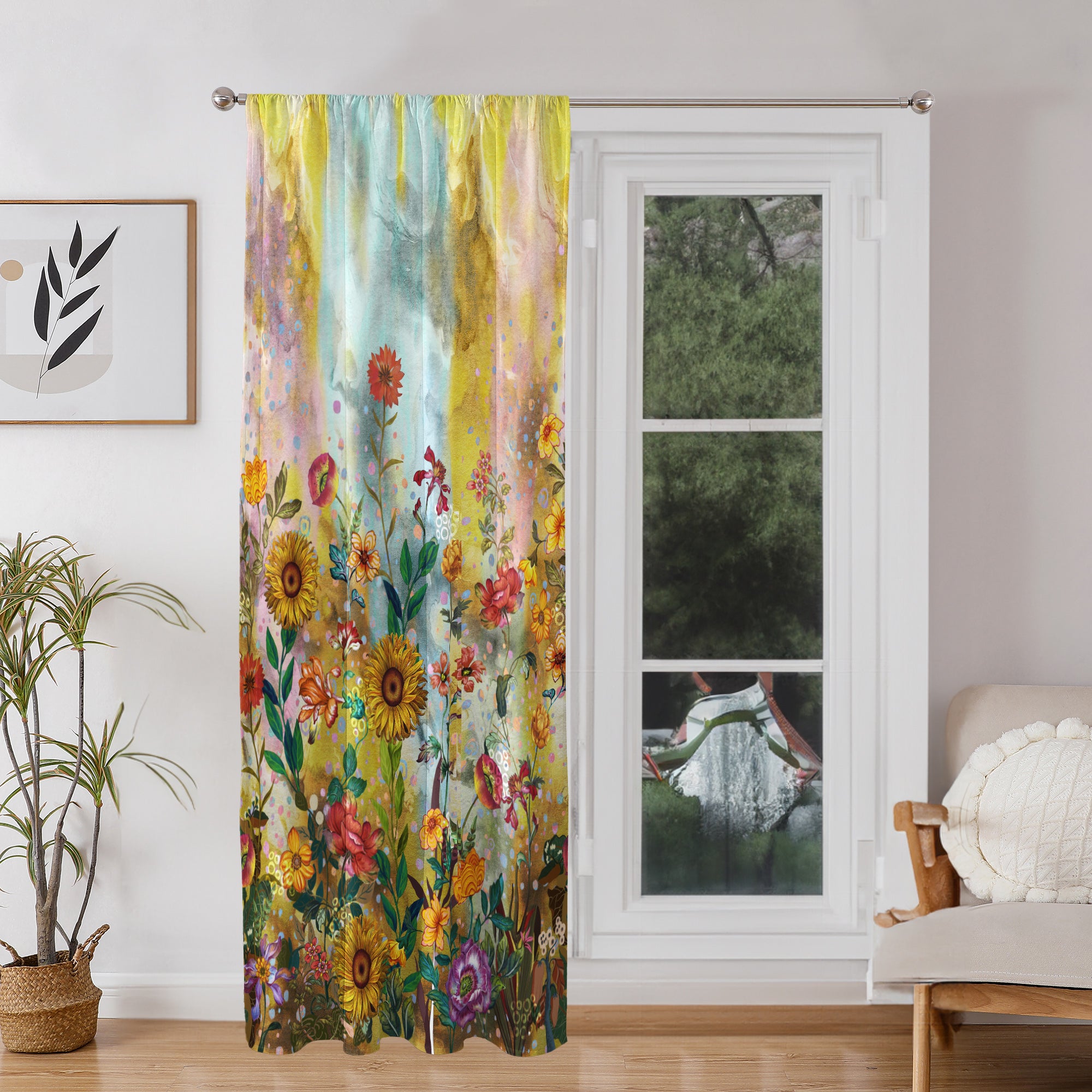Thermal Blackout Door Curtain - Boho Floral - Room Darkening Panel