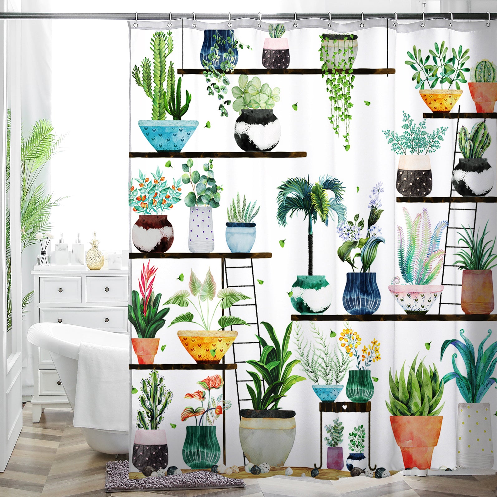 Shower Curtain Set with Hooks Included - Machine Washable Fall Floral - Waterproof Bathroom Fabric - 72"x72"