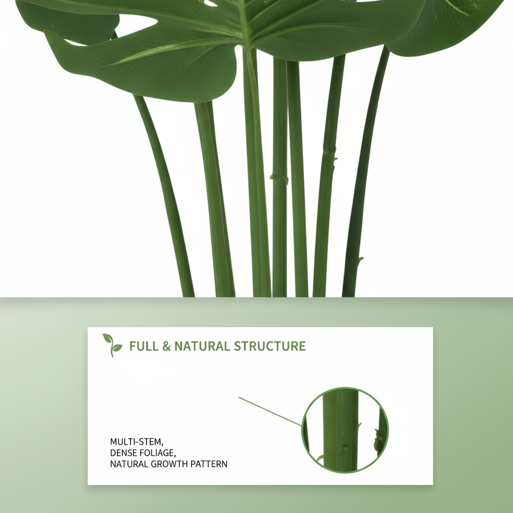 Realistic Artificial Monstera Plant - Large Fake Tropical Plant for Living Room, Office & Outdoor Decor (120cm)