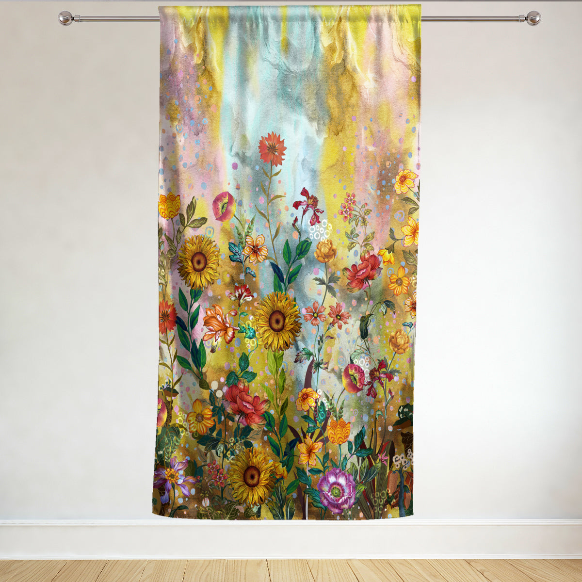 Thermal Blackout Door Curtain - Boho Floral - Room Darkening Panel
