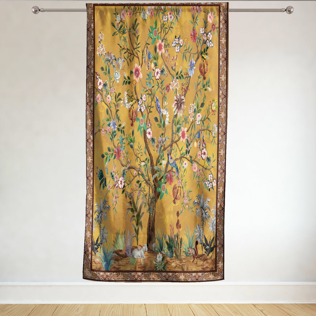 Rod Pocket Door Curtains Thermal Insulated Room Darkening Curtains Blackout Floral Style Drapes Window Curtain 1 Panel for Living Room Bedroom Kitchen