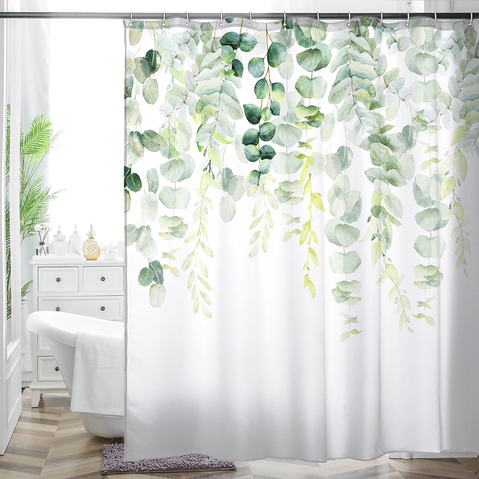 Elegant Soft Floral Shower Curtain - Waterproof Serene Boho - Machine Washable - 72"x72"