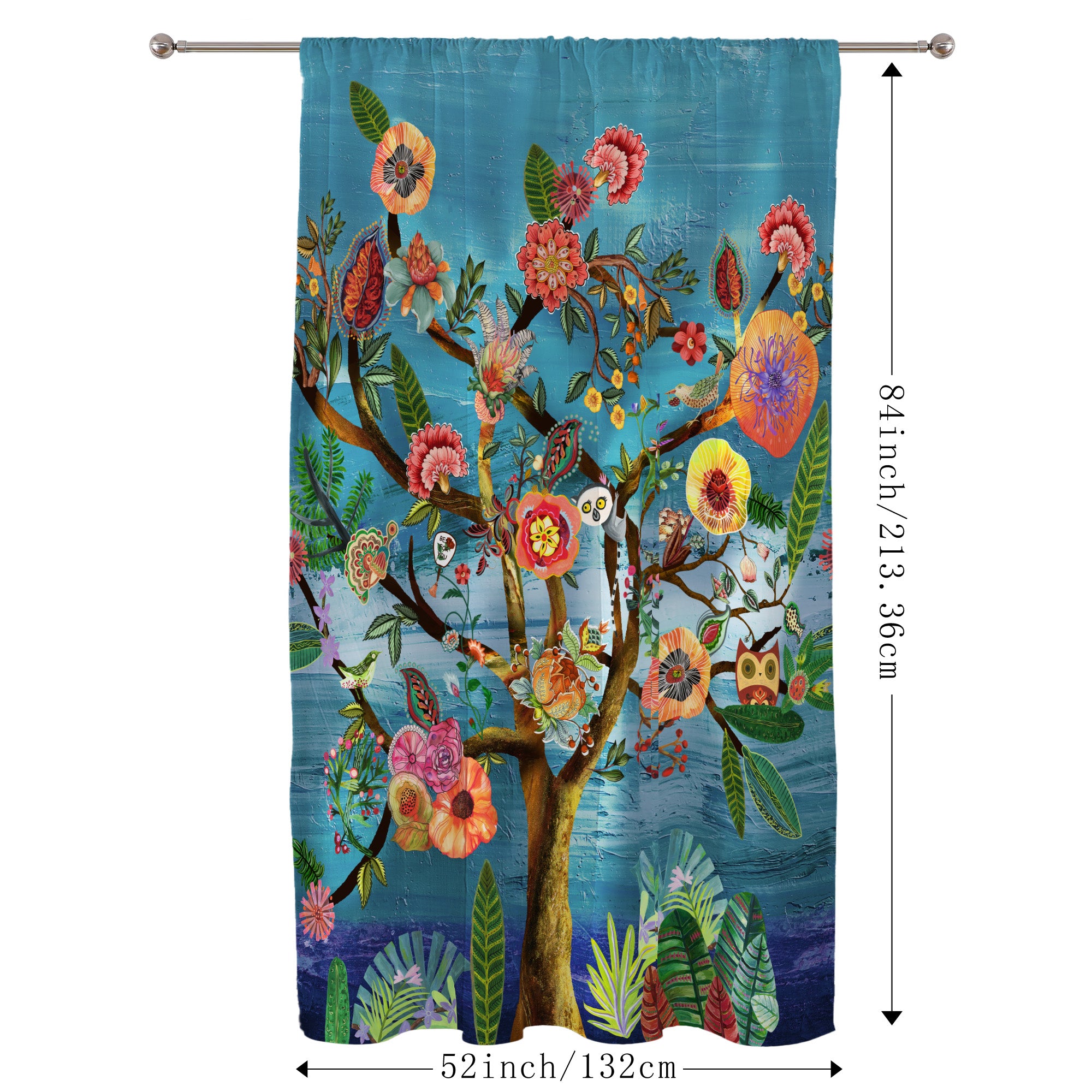 Thermal Blackout Door Curtain - Boho Floral - Room Darkening Panel