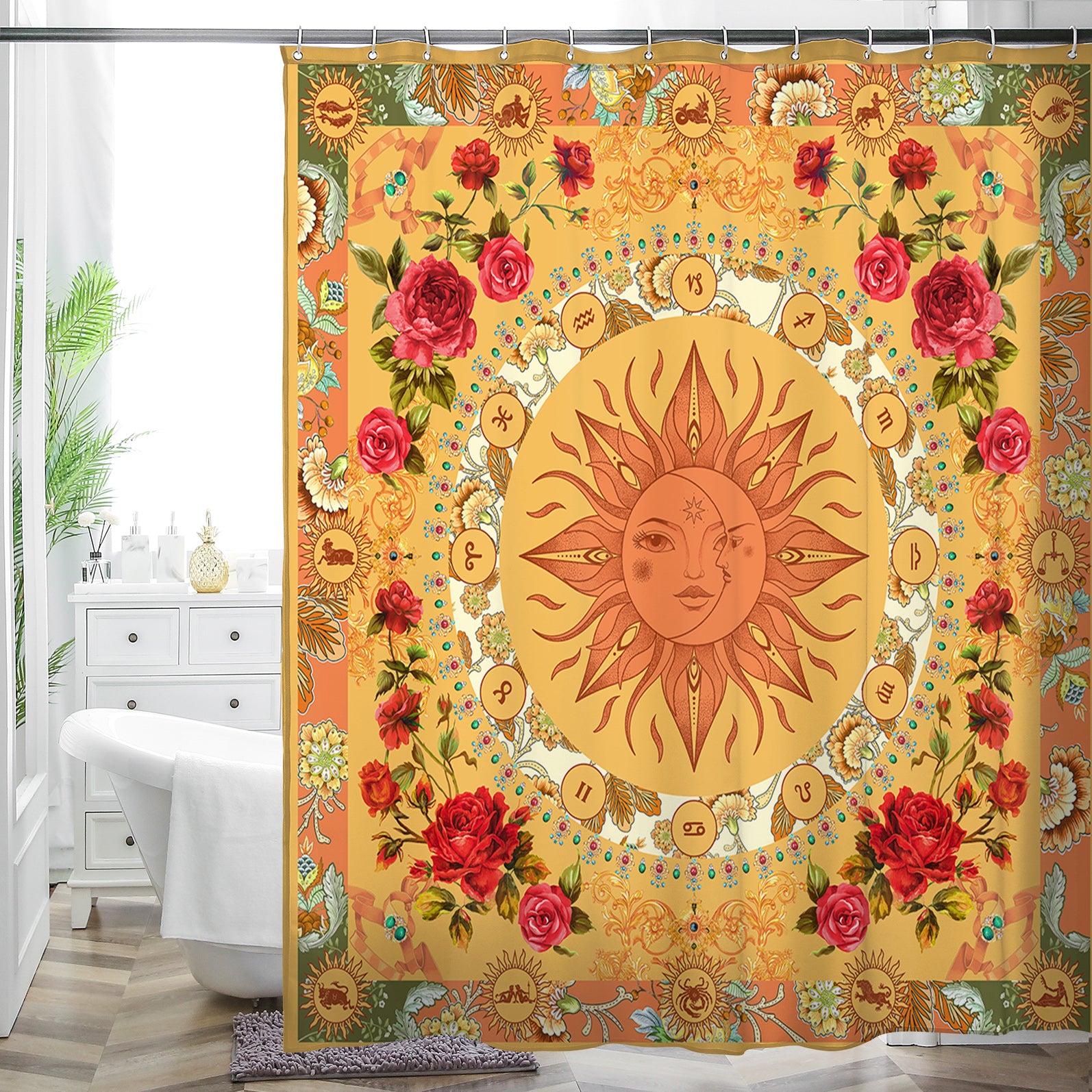Nature Inspired Shower Curtain - Organic Botanical Design - Eco Conscious Waterproof - 72"x72"