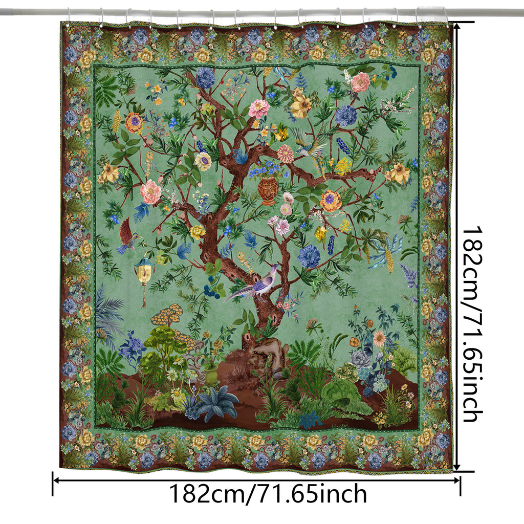 Romantic Dreamy Shower Curtain - Feminine Floral Design - Peaceful Waterproof Sanctuary - 72"x72"