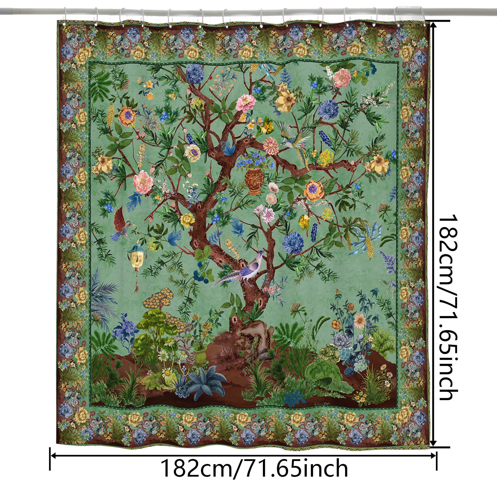 Romantic Dreamy Shower Curtain - Feminine Floral Design - Peaceful Waterproof Sanctuary - 72"x72"