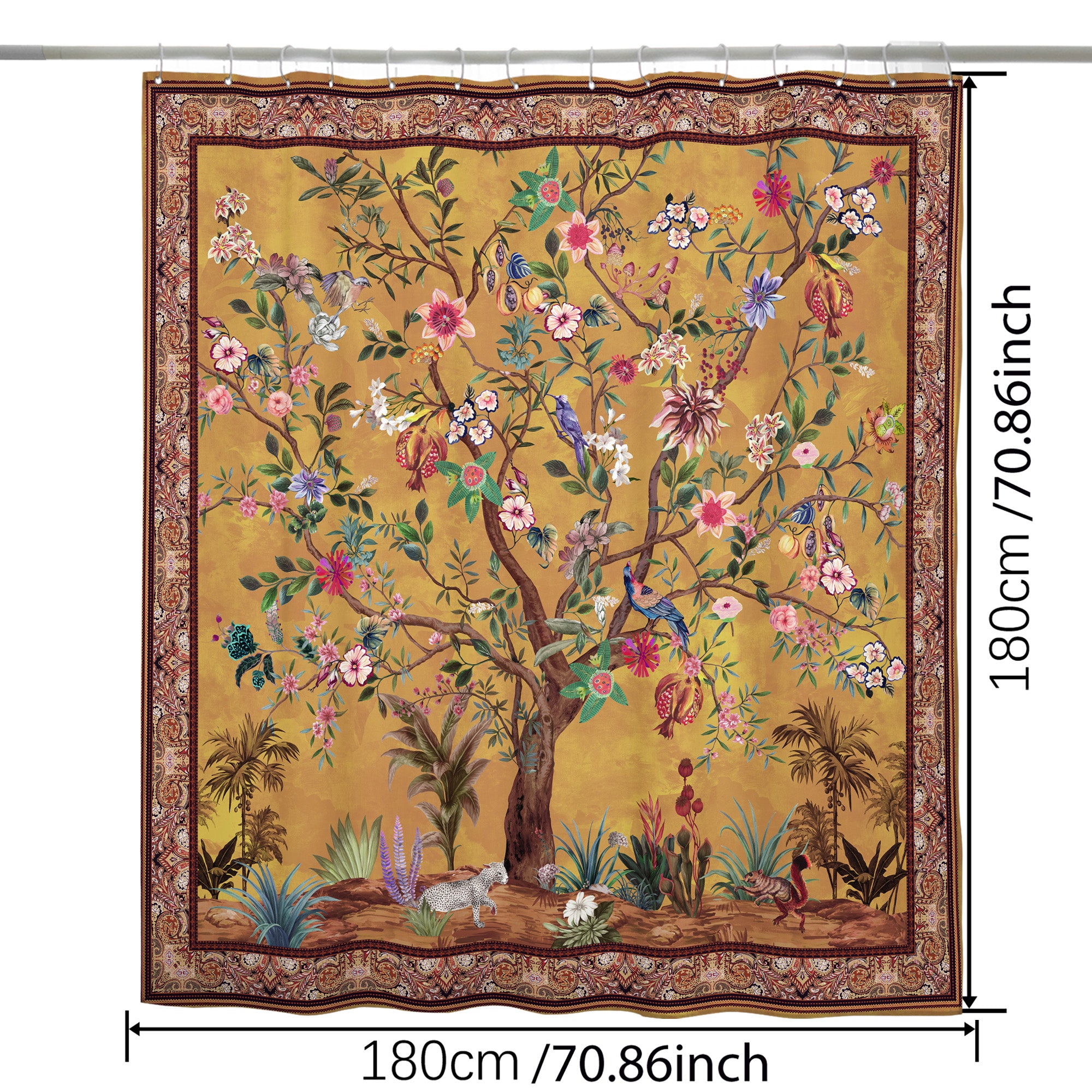 Tree of Life Shower Curtain - Sacred Geometry Mandala - Spiritual Boho Waterproof - 72"x72"