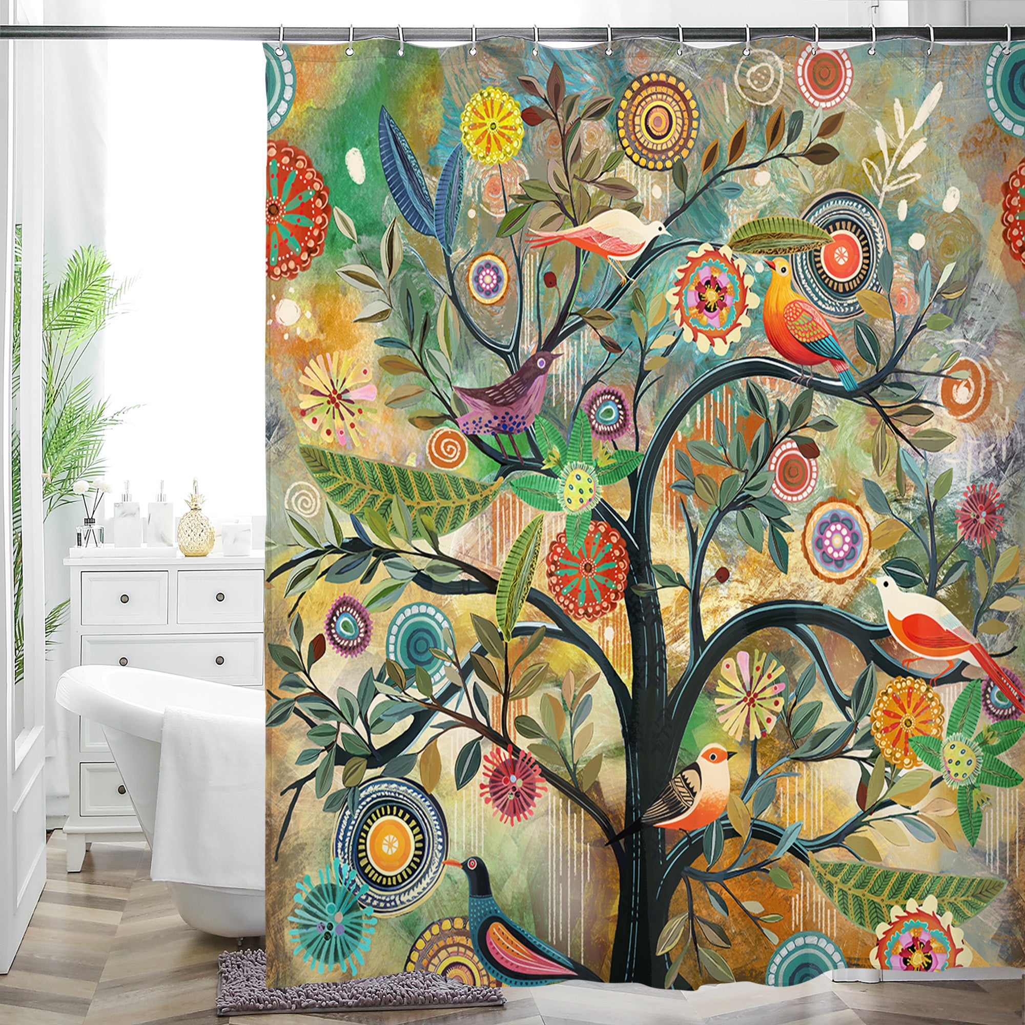 Shower Curtain for Deep Tub - Clawfoot Tub Compatible - Waterproof with Built-in Liner - 72"x72"