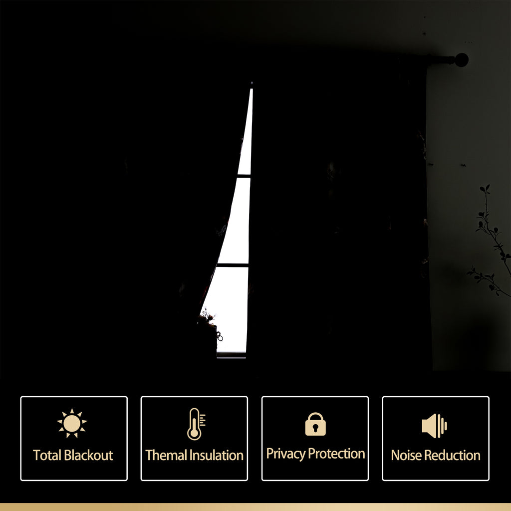 Rod Pocket Window Curtains Thermal Insulated Room Darkening Curtains Blackout Floral Drapes Window Curtain 2 Panels for Living Room Bedroom Kitchen