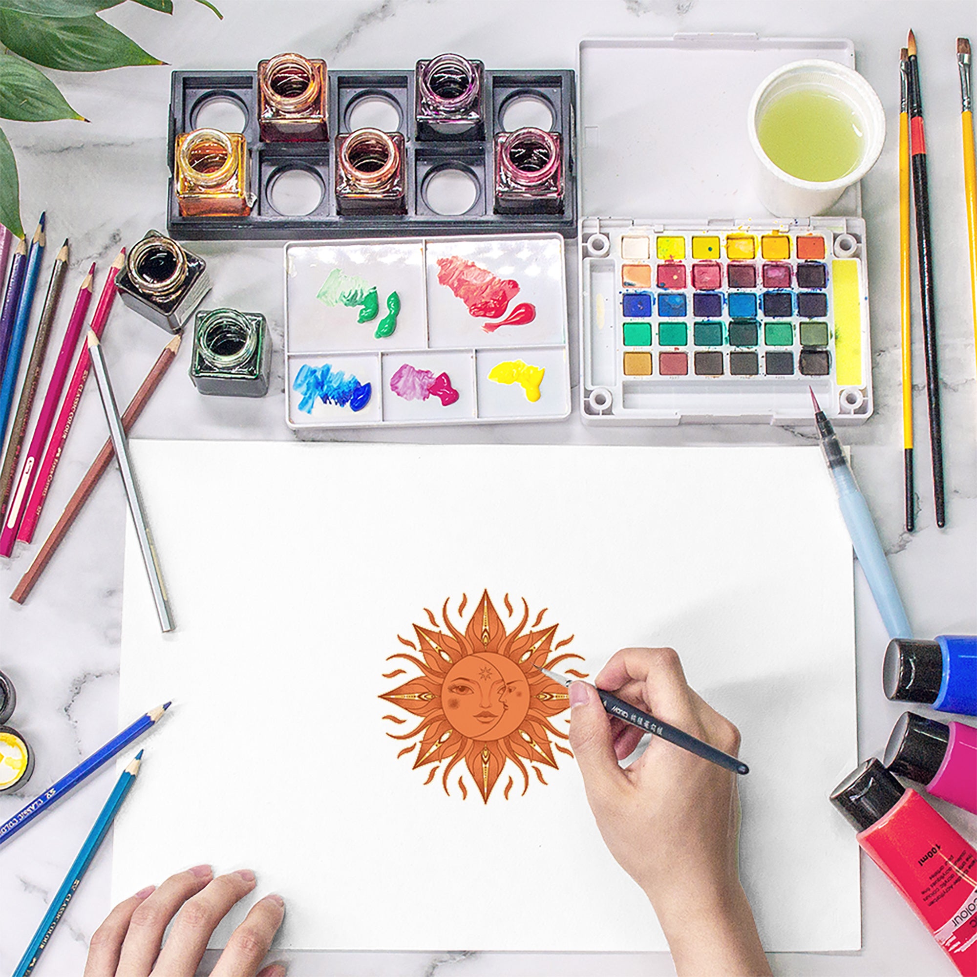 Nature Inspired Shower Curtain - Organic Botanical Design - Eco Conscious Waterproof - 72"x72"