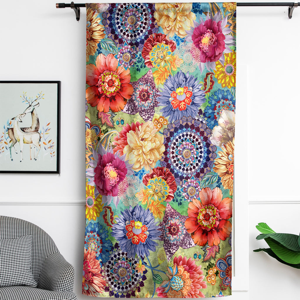 Thermal Blackout Door Curtain - Boho Floral - Room Darkening Panel