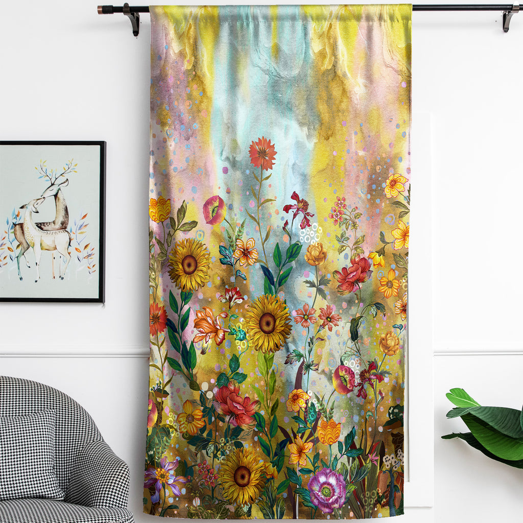 Thermal Blackout Door Curtain - Boho Floral - Room Darkening Panel