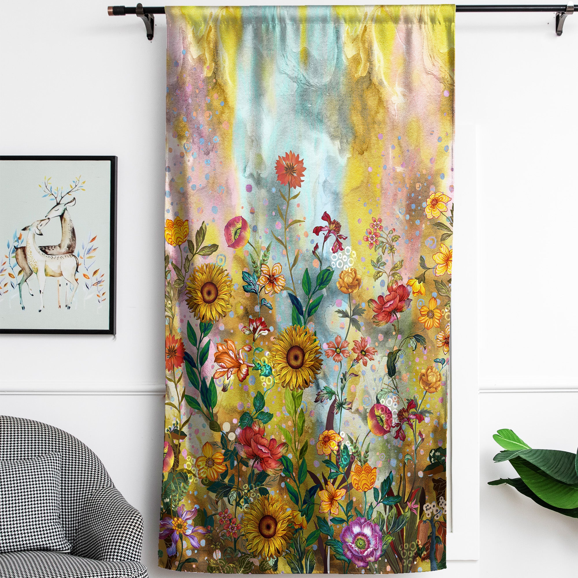 Thermal Blackout Door Curtain - Boho Floral - Room Darkening Panel