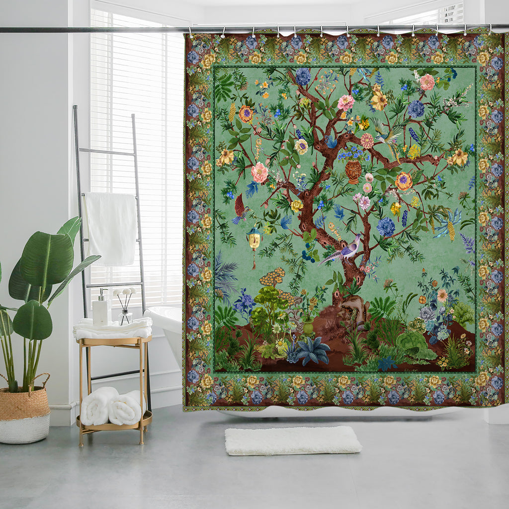 Romantic Dreamy Shower Curtain - Feminine Floral Design - Peaceful Waterproof Sanctuary - 72"x72"