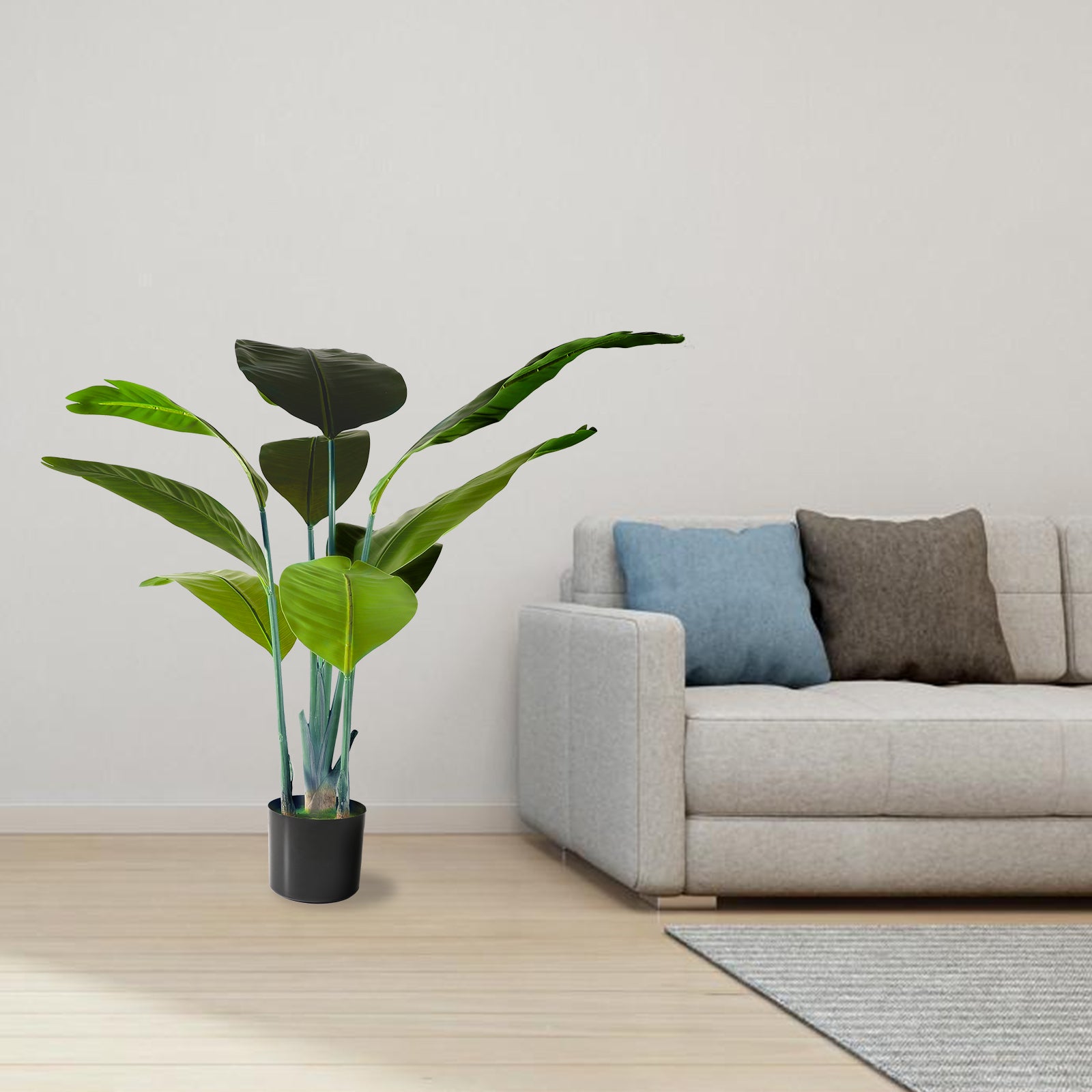 Realistic Artificial Bird of Paradise Plant - Large Fake Tropical Tree for Living Room, Bedroom & Office (120cm)
