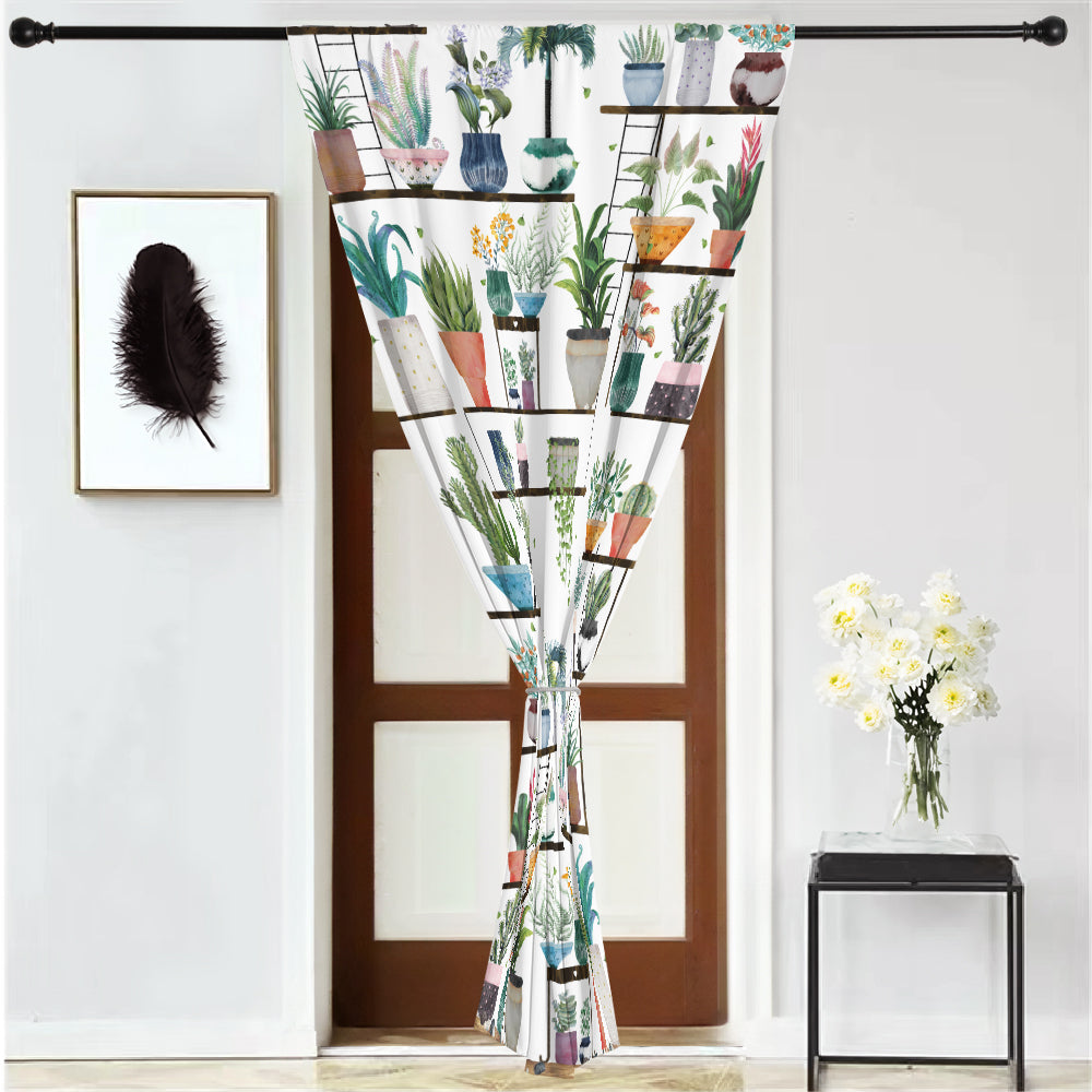 Rod Pocket Door Curtains Thermal Insulated Room Darkening Curtains Blackout Floral Style Drapes Window Curtain 1 Panel for Living Room Bedroom Kitchen