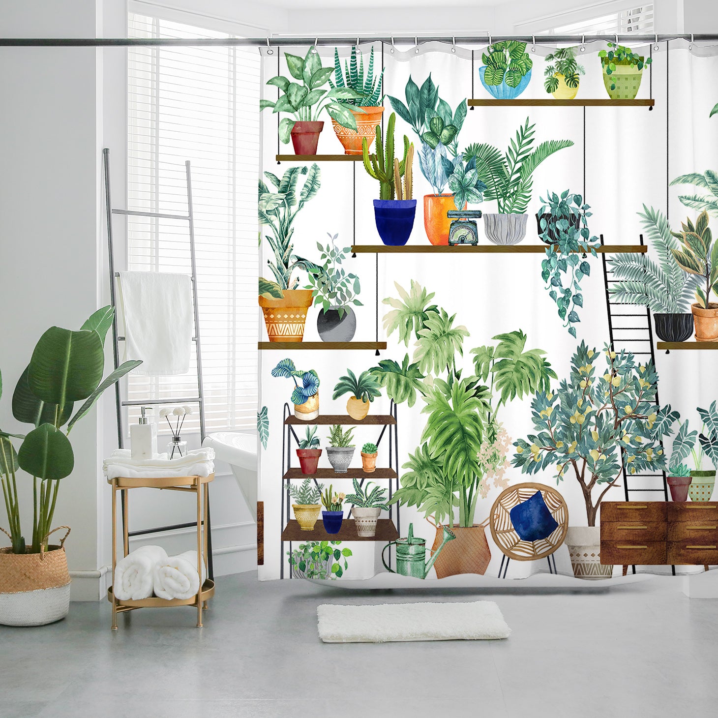 Custom Size Shower Curtain No Sewing - Waterproof Boho Floral - Machine Washable - 72"x72"