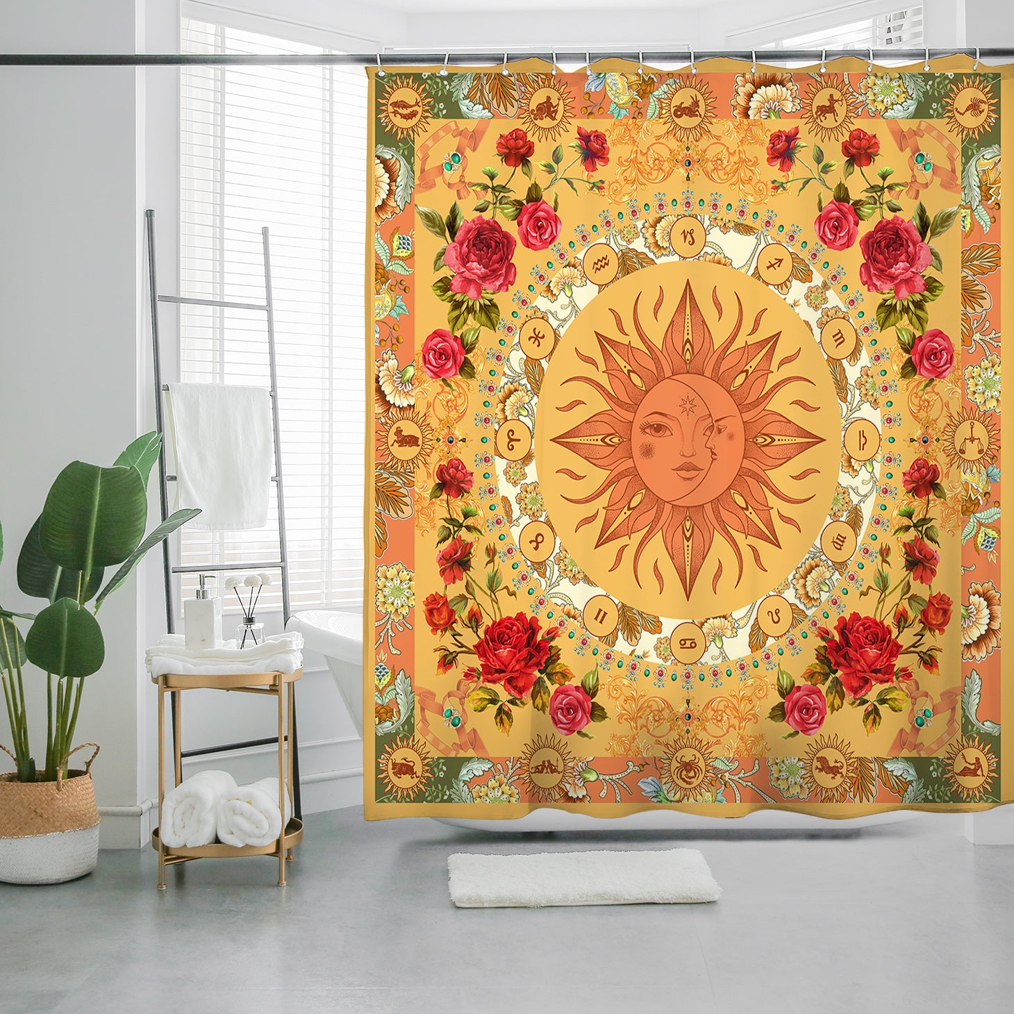 Nature Inspired Shower Curtain - Organic Botanical Design - Eco Conscious Waterproof - 72"x72"