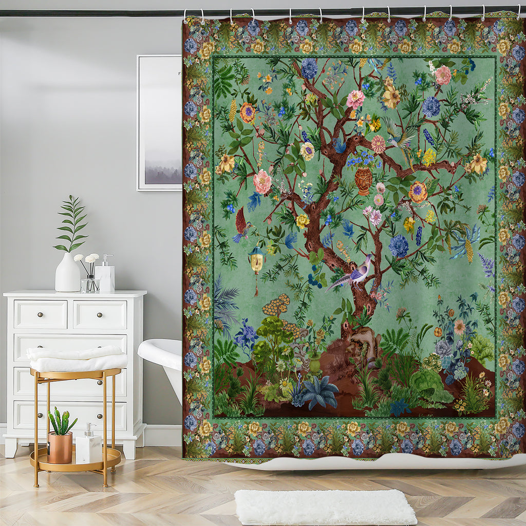 Romantic Dreamy Shower Curtain - Feminine Floral Design - Peaceful Waterproof Sanctuary - 72"x72"