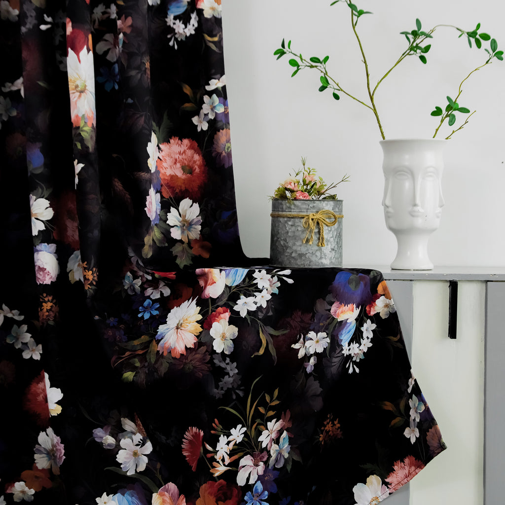 Rod Pocket Window Curtains Thermal Insulated Room Darkening Curtains Blackout Floral Drapes Window Curtain 2 Panels for Living Room Bedroom Kitchen