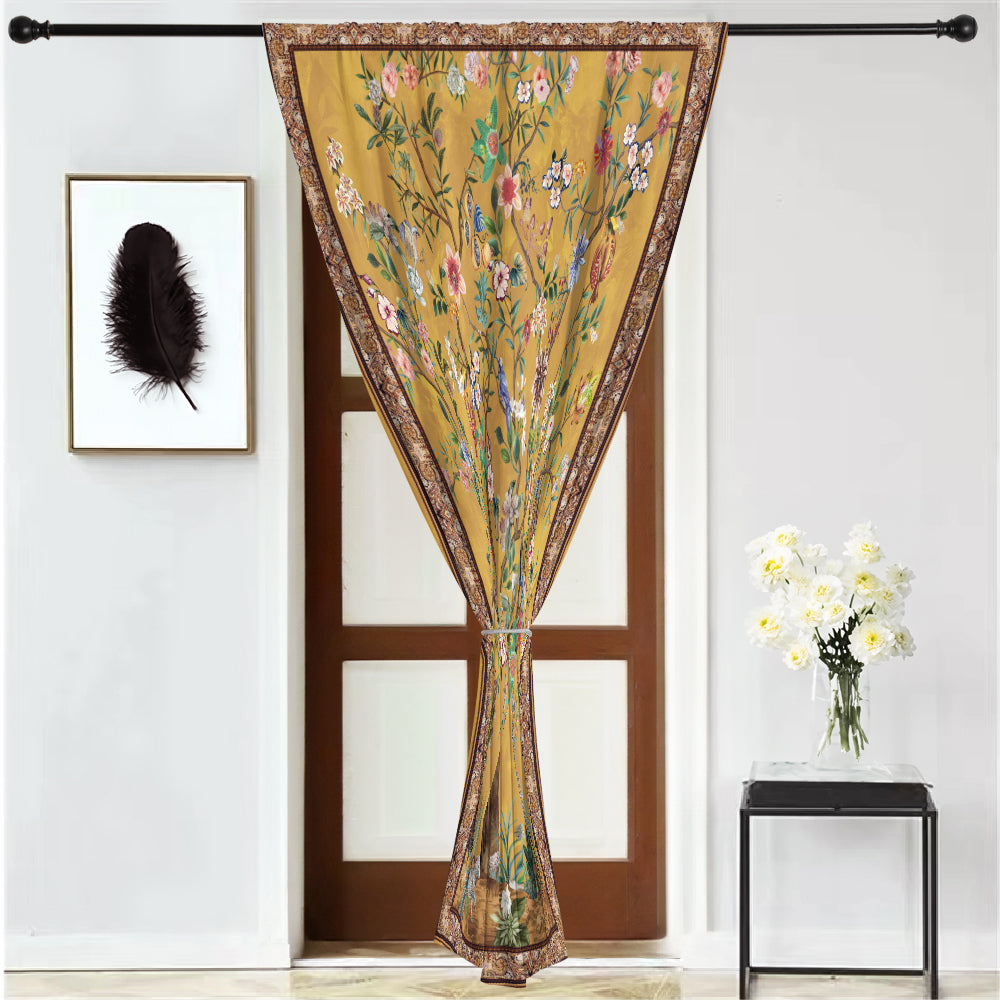 Rod Pocket Door Curtains Thermal Insulated Room Darkening Curtains Blackout Floral Style Drapes Window Curtain 1 Panel for Living Room Bedroom Kitchen