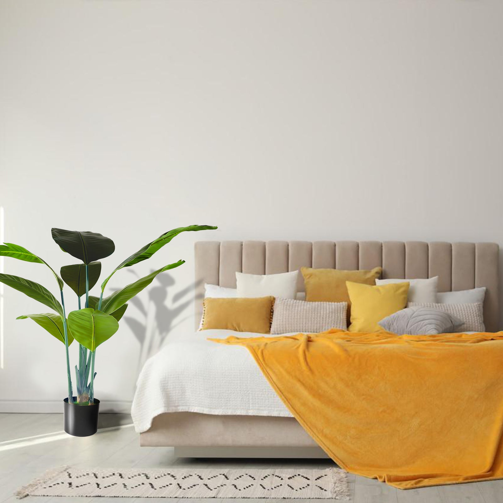 Realistic Artificial Bird of Paradise Plant - Large Fake Tropical Tree for Living Room, Bedroom & Office (120cm)