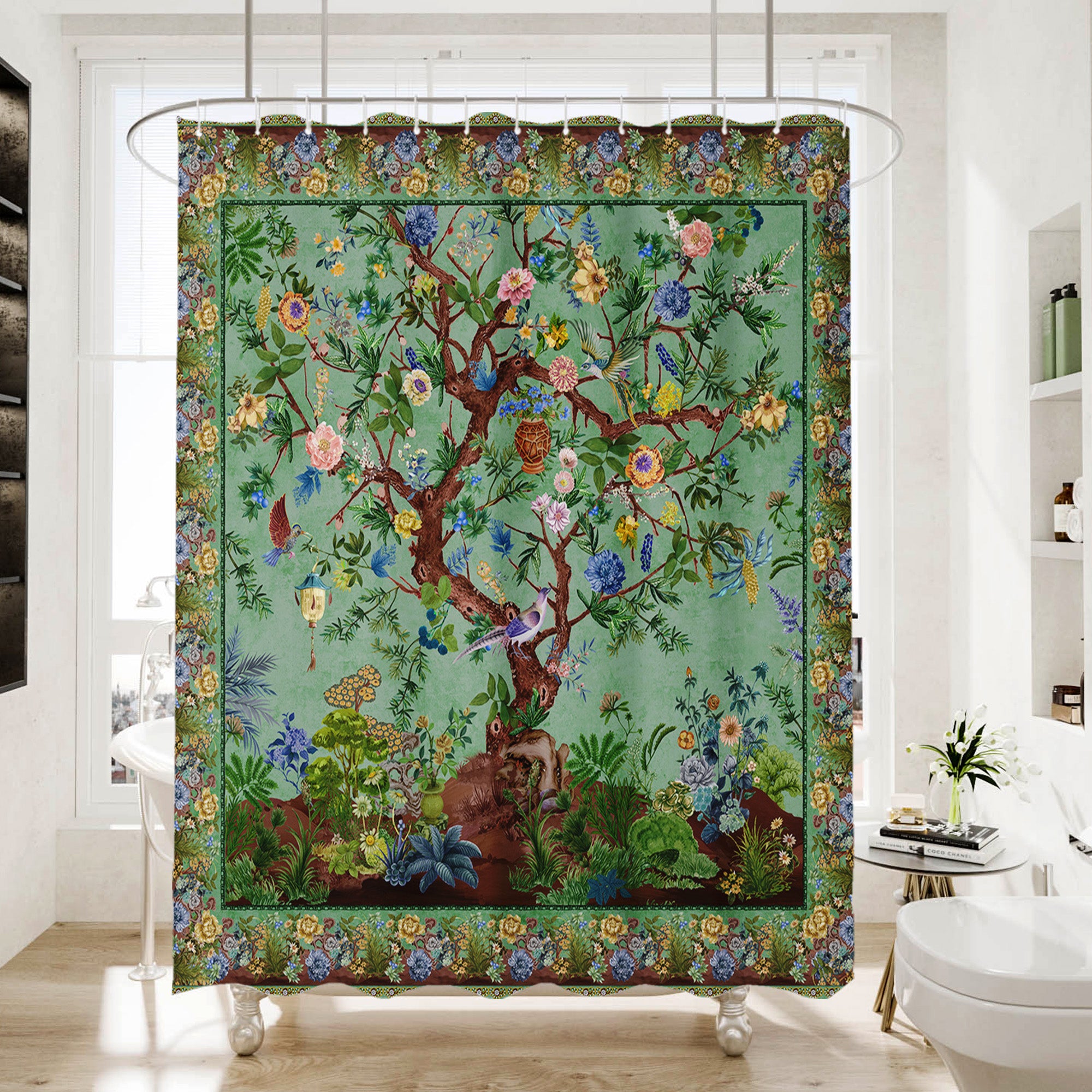 Romantic Dreamy Shower Curtain - Feminine Floral Design - Peaceful Waterproof Sanctuary - 72"x72"