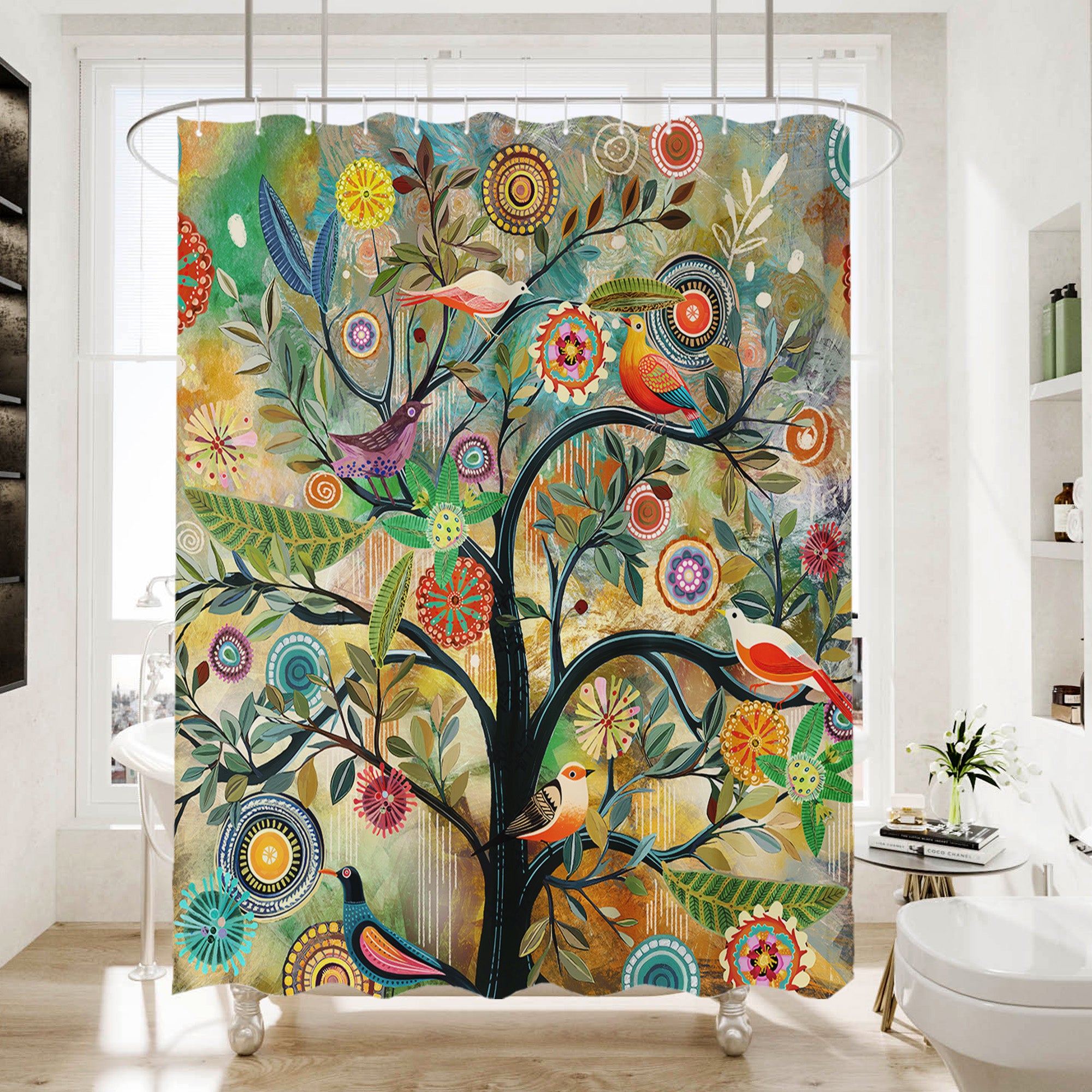 Shower Curtain for Deep Tub - Clawfoot Tub Compatible - Waterproof with Built-in Liner - 72"x72"