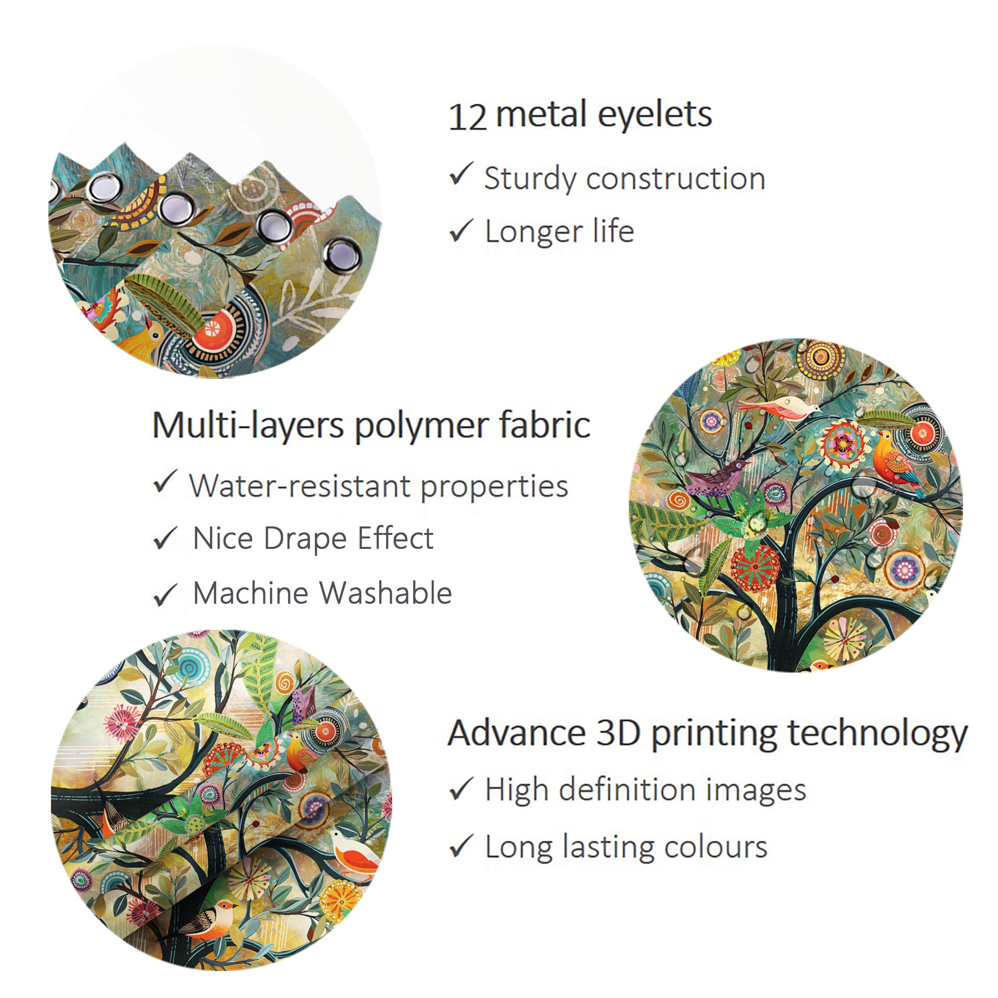 Shower Curtain for Deep Tub - Clawfoot Tub Compatible - Waterproof with Built-in Liner - 72"x72"