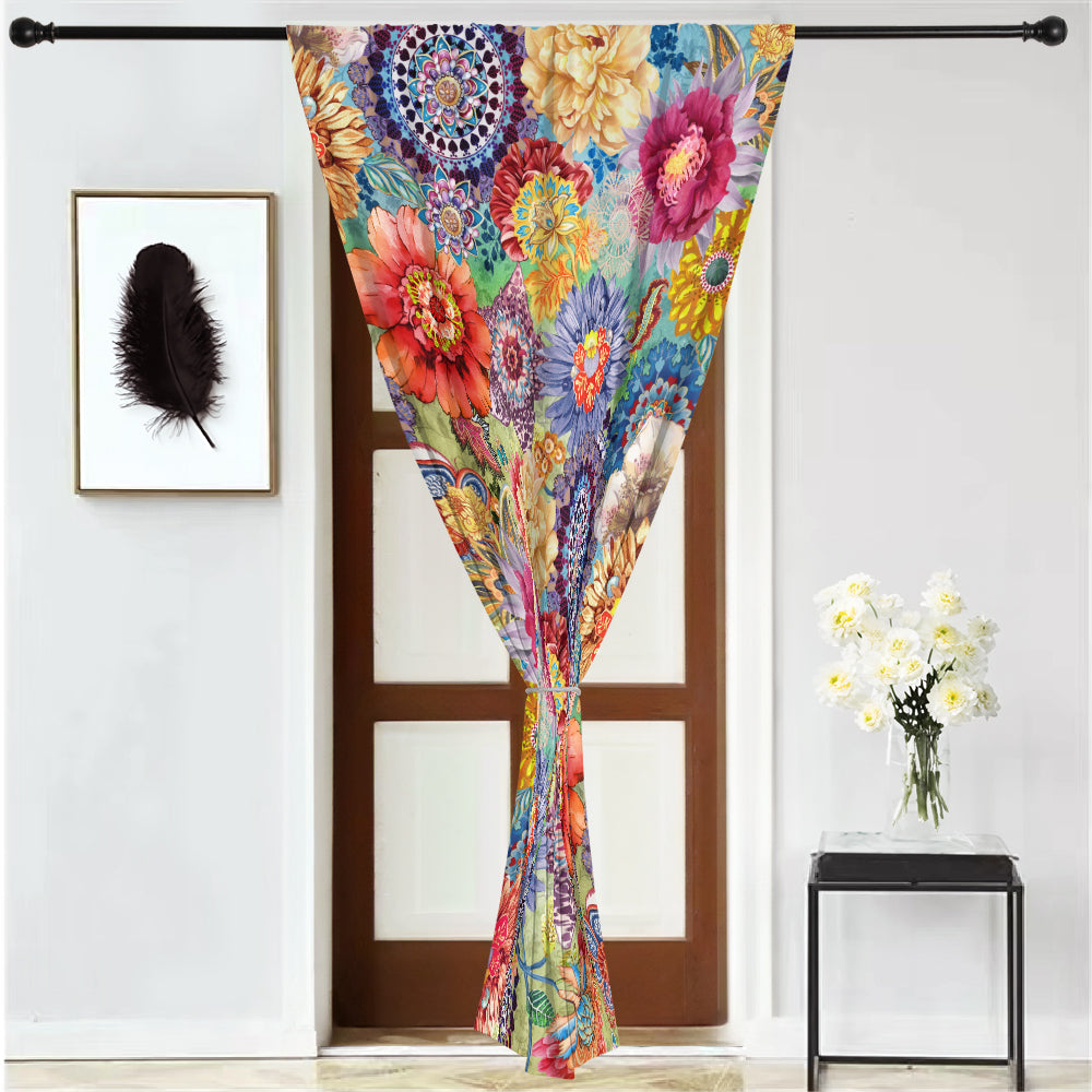 Thermal Blackout Door Curtain - Boho Floral - Room Darkening Panel