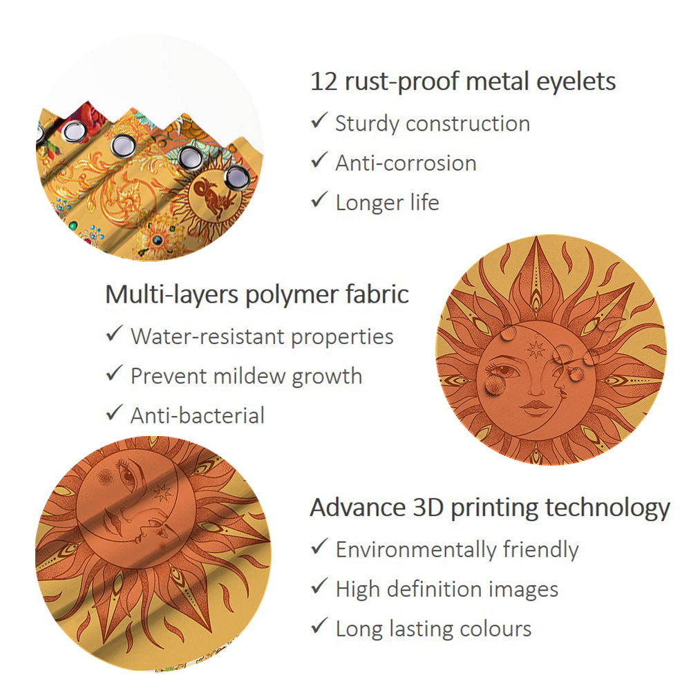 Nature Inspired Shower Curtain - Organic Botanical Design - Eco Conscious Waterproof - 72"x72"