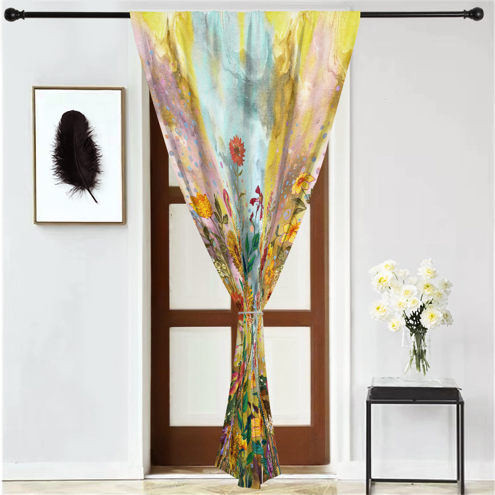 Thermal Blackout Door Curtain - Boho Floral - Room Darkening Panel
