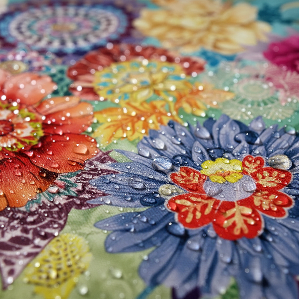 大膽戲劇性花卉浴簾防水特寫