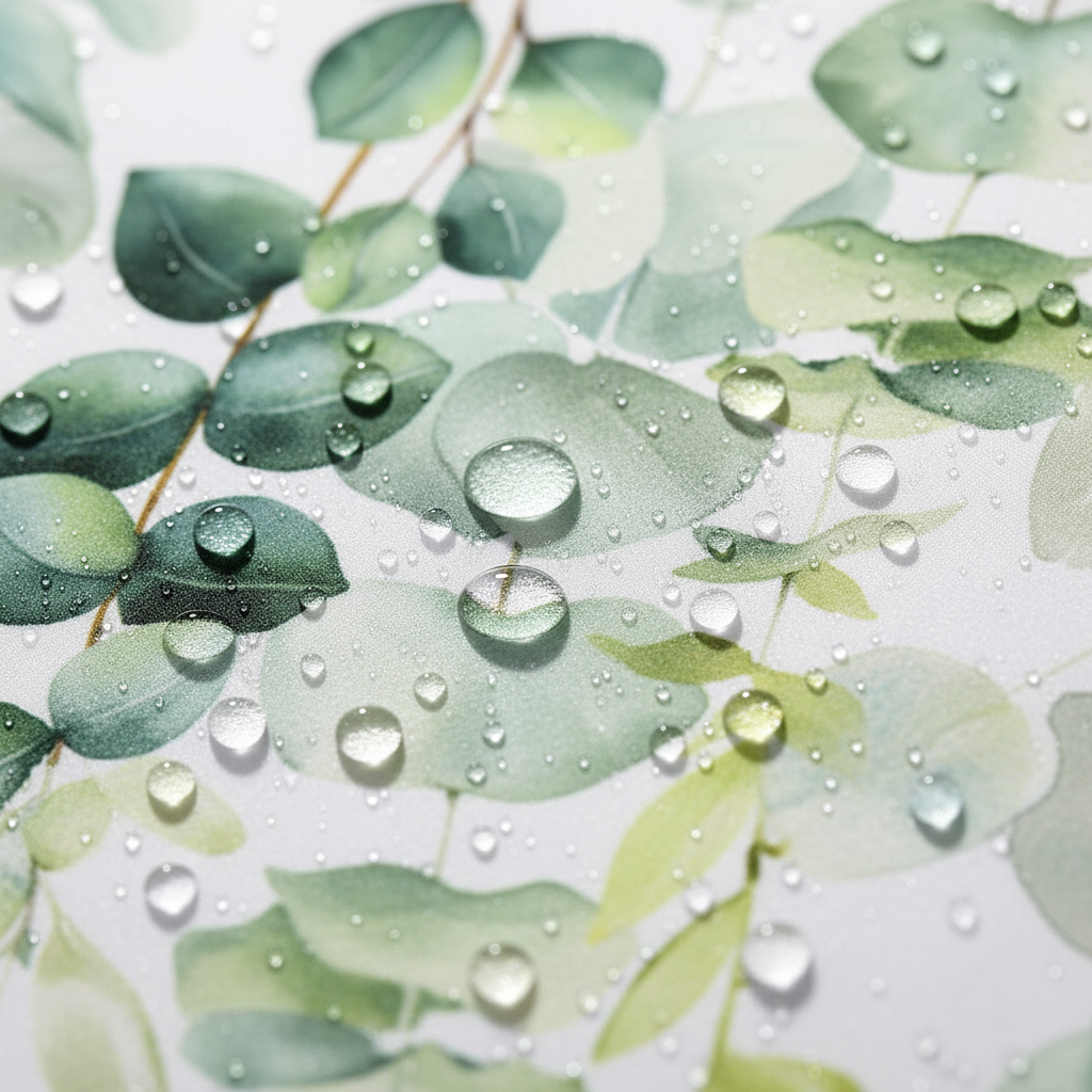 優雅柔和花卉浴簾防水特寫