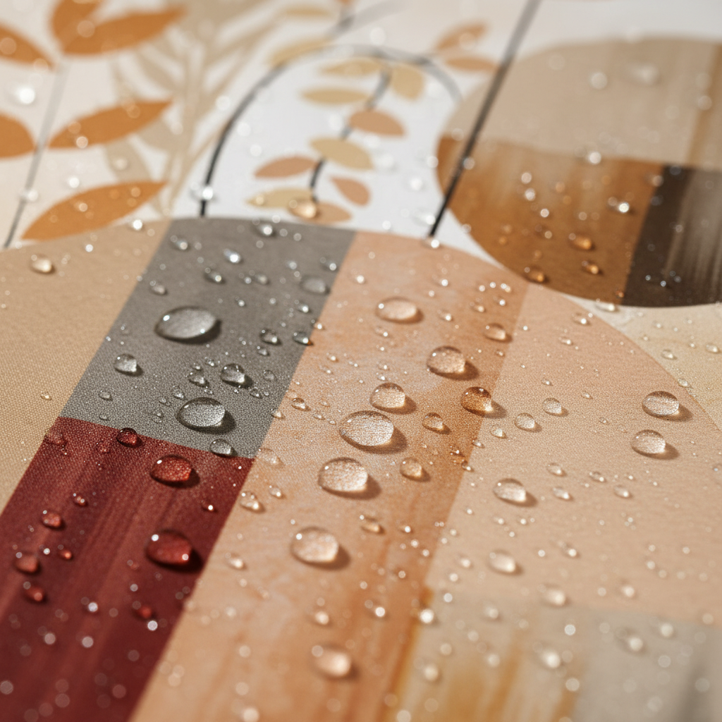 復古農舍浴簾防水特寫