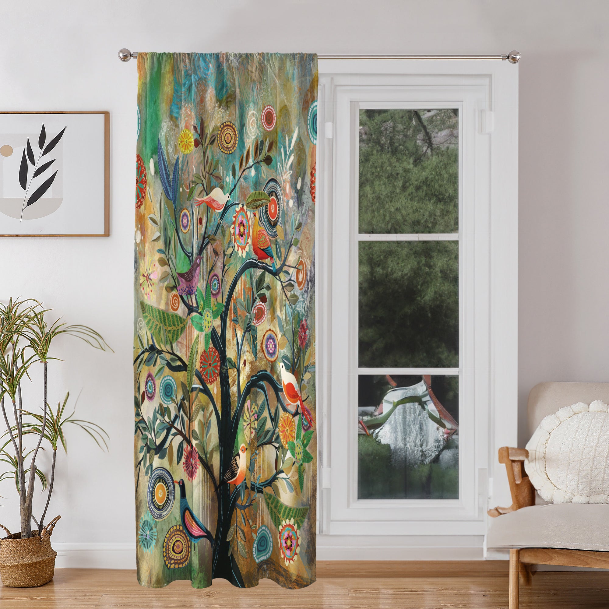 Thermal Blackout Door Curtain - Boho Floral - Room Darkening Panel
