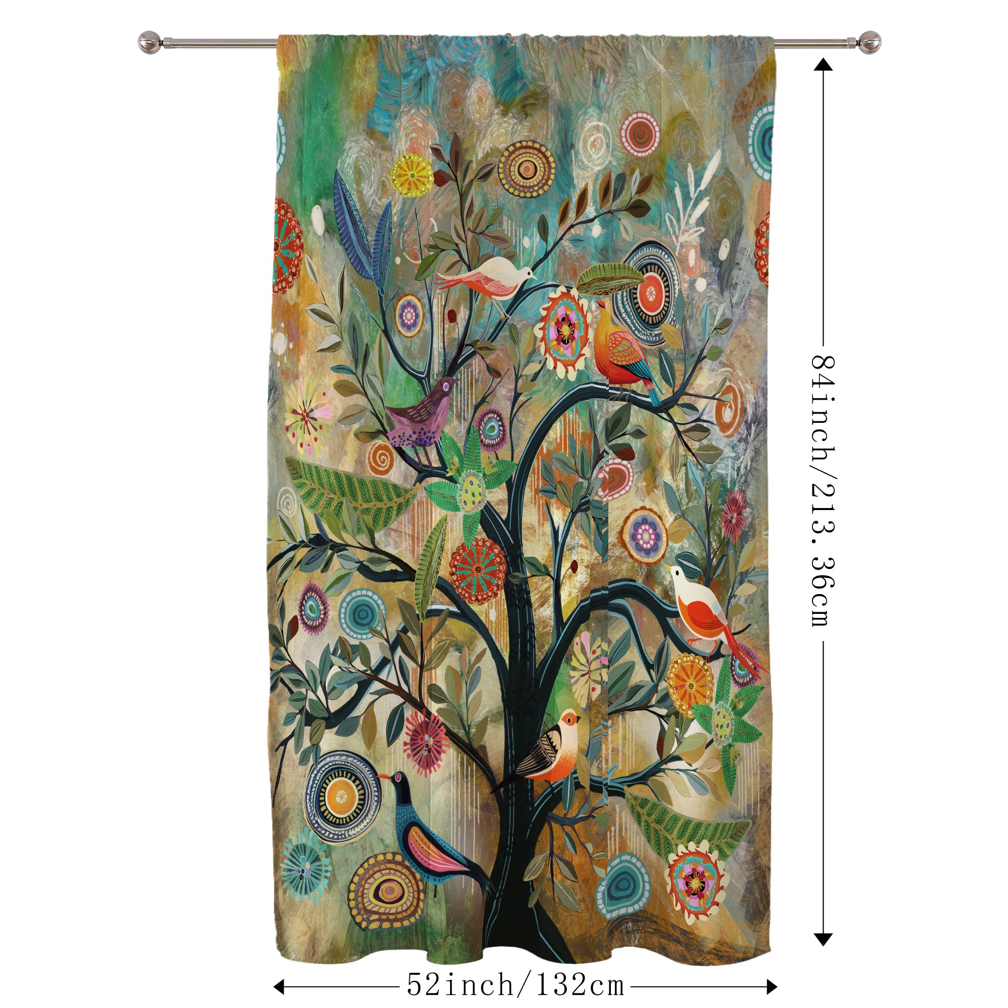 Thermal Blackout Door Curtain - Boho Floral - Room Darkening Panel
