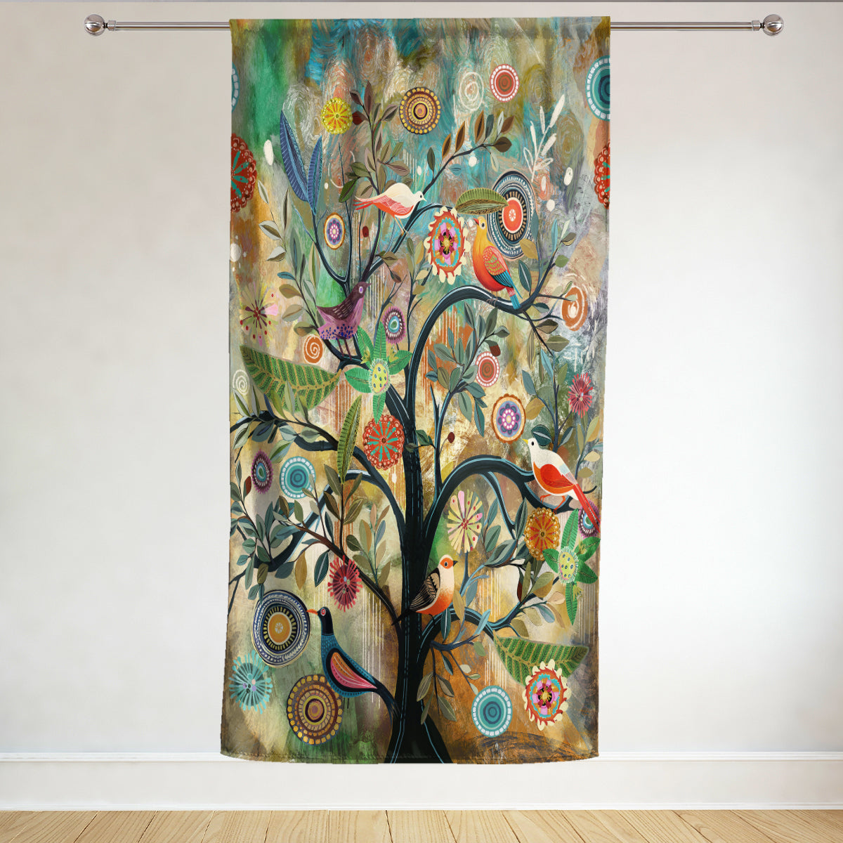 Thermal Blackout Door Curtain - Boho Floral - Room Darkening Panel