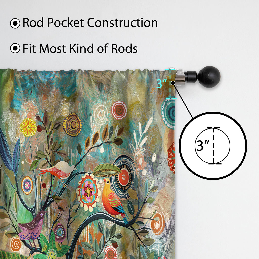 Thermal Blackout Door Curtain - Boho Floral - Room Darkening Panel