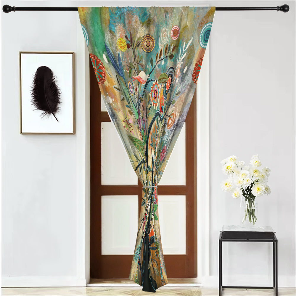 Thermal Blackout Door Curtain - Boho Floral - Room Darkening Panel