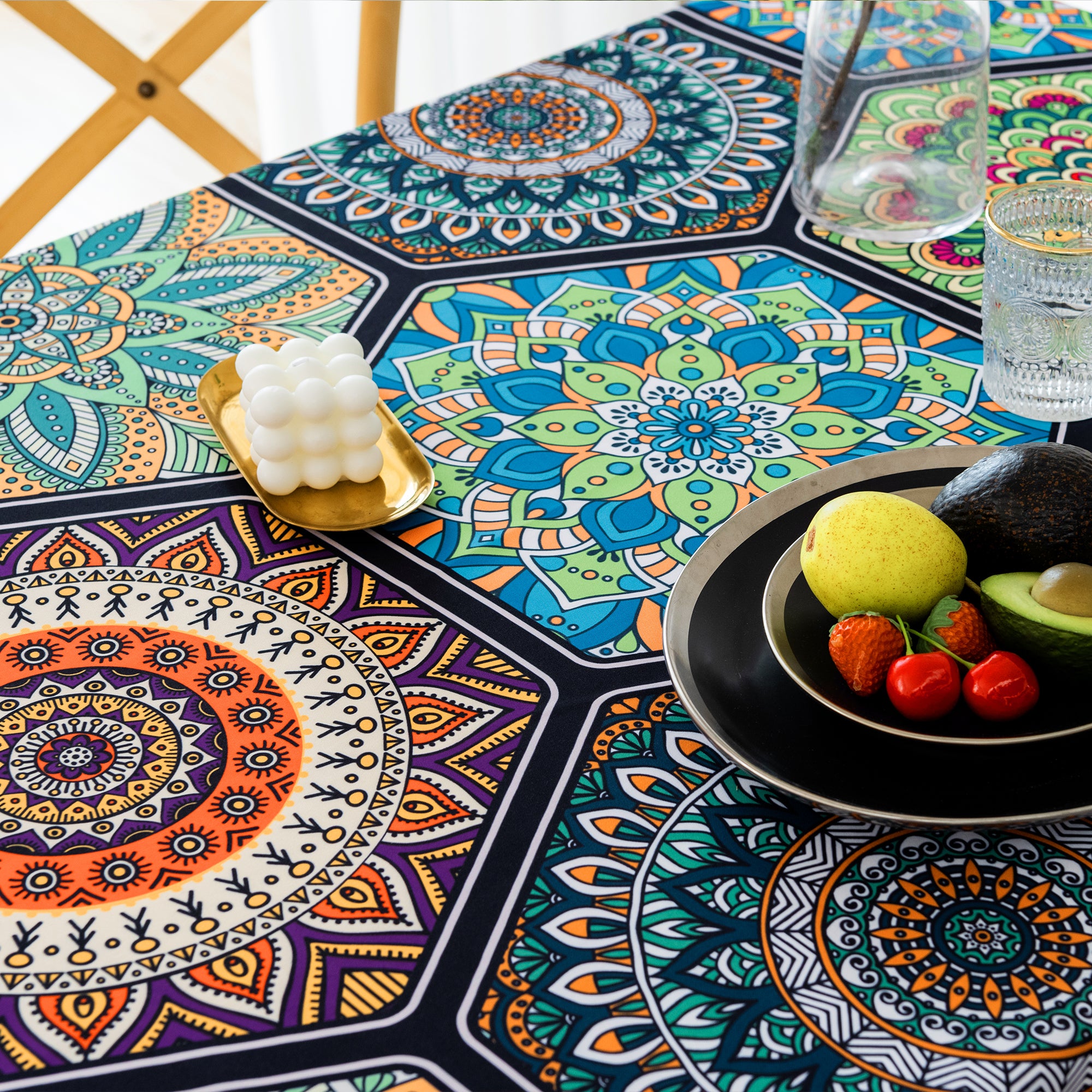 Original Design Hand Drawing Art Print Table Cloth, Washable Water Resistance Microfiber Decorative Rectangle Table Cover